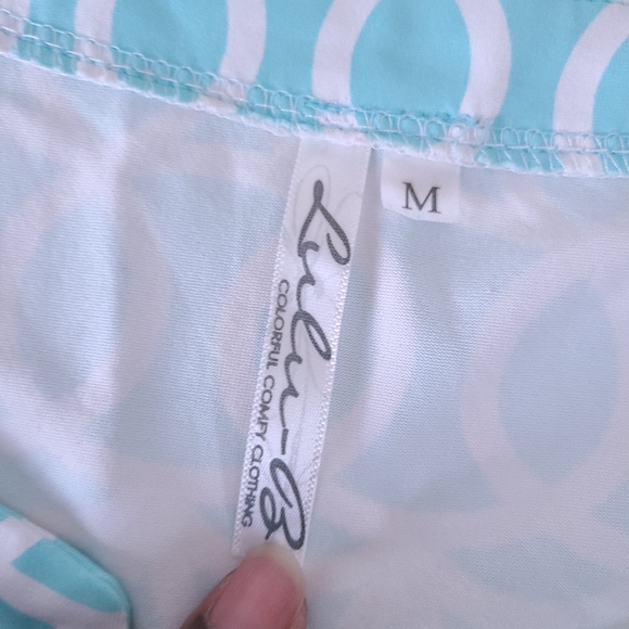 Lulu-B Sleeveless Mini Dress M Turquoise White Stretch Pockets Buttons - Picture 7 of 10